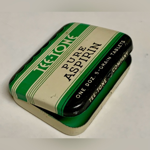 Mid Century Vintage TEE TONE Pure Aspirin Hinge Lidded Medicine Tin - Picture 11 of 16